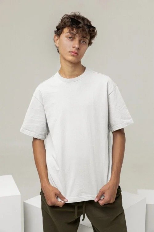 Men's Oversized T-Shirts Cotton Looper Net - View 6